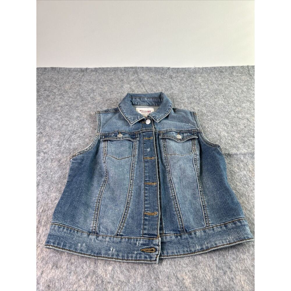 Mossimo Distressed Button Up Denim Vest Women's size‎ M